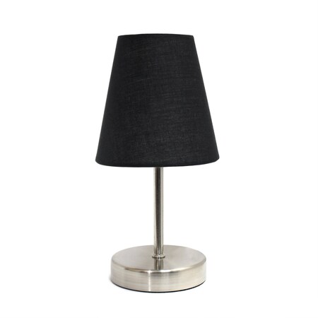 Sand Nickel Mini Basic Table Lamp With Fabric Shade, Black